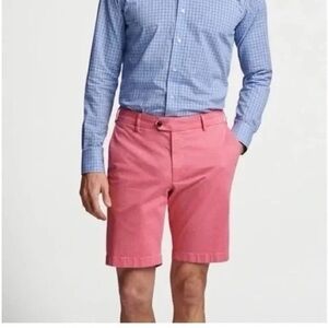 Peter Millar Crown Crafted Concorde Garment Dyed Cotton Shorts-Peach/Pink-Men 40